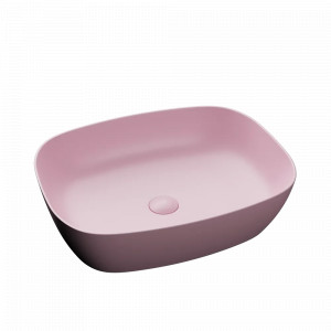Lavoar baie dreptunghiular pe blat Bristol 50x40x14 cm, roz mat