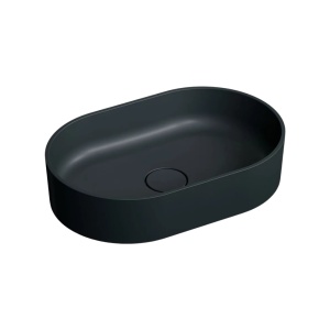 Lavoar compozit Foglia Evo cu montare pe blat, 60x40 cm, negru mat