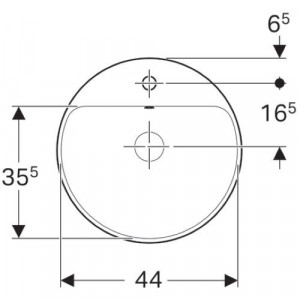 LAVOAR ÎNCORPORAT GEBERIT VARIFORM, ROTUND, CU BANC CU ORIFICII DE ROBINET D-48CM, PREAPLIN VIZIBIL, GLAZURAT ALB - Img 2