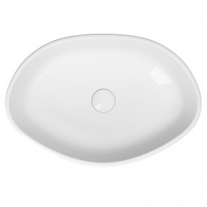Lavoar pe blat Cersanit City oval 52x35xH15 cm alb lucios - Img 3