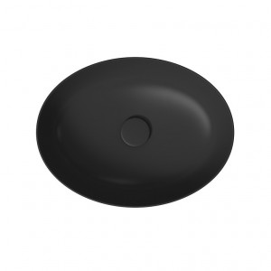 Lavoar pe blat Cersanit Larga, oval, 50x38x13.5 cm, antracit mat - Img 2