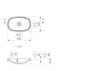 Lavoar pe blat, din compozit lucios, oval, 50 x 32 cm, Foglia Olivia - Img 3