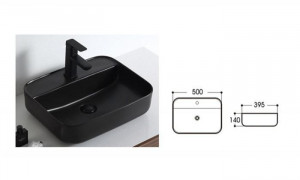 Lavoar pe blat E5005, 50x39.5x14 cm, negru