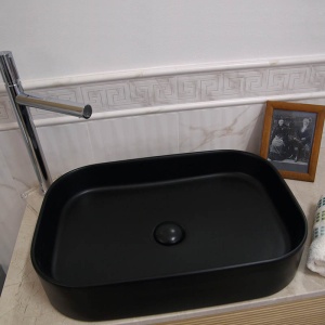 Lavoar pe blat Fluminia Capri-55MB, dreptunghiular, 55x38x11 cm, negru - Img 5