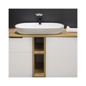 Lavoar pe blat Fluminia Cassandra-81, oval, cu perete subtire, 81.5x41.5x14 cm, alb - Img 3