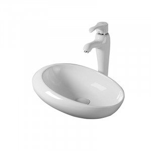 Lavoar pe blat Fluminia Egg, oval, 49x31x15 cm, alb
