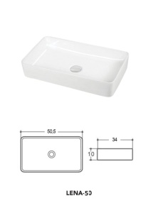 Lavoar pe blat Fluminia Lena-50, dreptunghiular, 50x34x11 cm, alb - Img 2