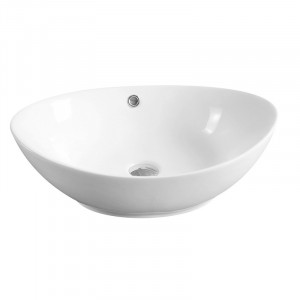 Lavoar pe blat Fluminia Rio Grande, oval, 58x37x19 cm, alb