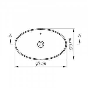 Lavoar pe blat Fluminia Rio Grande, oval, 58x37x19 cm, alb - Img 2