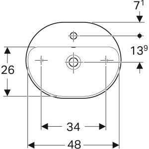 LAVOAR PE BLAT GEBERIT VARIFORM, ELIPTIC, CU BANC CU ORIFICII DE ROBINET B-50CM,T-40CM,PREAPLIN VIZIBIL, ALB - Img 2