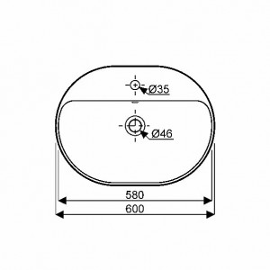 LAVOAR PE BLAT GEBERIT VARIFORM, ELIPTIC, CU BANC CU ORIFICII DE ROBINET B-60CM,T-45CM,PREAPLIN VIZIBIL, ALB - Img 4
