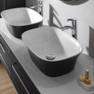 Lavoar pe blat Kolpasan Blanche 53x39x15 cm, alb-antracit - Img 3