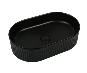Lavoar pe blat, oval, negru mat texturat 49x31 cm