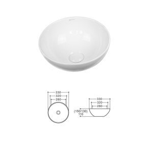 Lavoar rotund pe blat Fluminia Round, 33x33x13 cm - Img 4