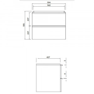 Mobilier suspendat Cersanit Virgo pentru lavoar incastrabil 60 cm, gri, manere crom - Img 2