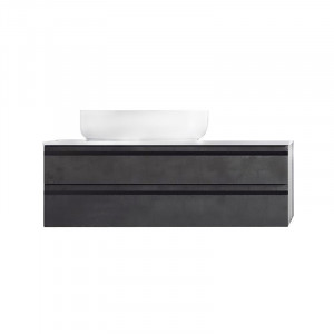 Mobilier suspendat Kolpasan Alexis cu blat alb pentru lavoar, 100 cm, Dark Concrete - Img 3