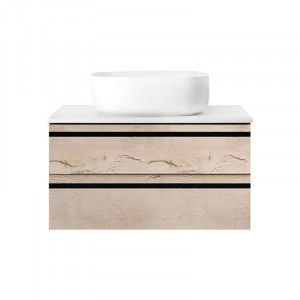 Mobilier suspendat Kolpasan Alexis cu blat alb pentru lavoar, 60 cm, Craft Wood - Img 2