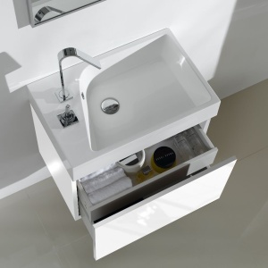 Mobilier suspendat Kuma BIRD 60 cu lavoar marmura alb lucios - Img 2
