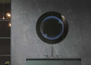 Oglinda cu iluminare LED 3D Belform Atlantis, buton touch si joc de lumini 3D Ø60 cm - Img 2