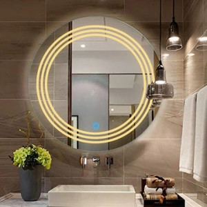 Oglinda cu iluminare LED Belform Cronos, buton touch, ceas si functie dezaburire, Ø60 cm - Img 3