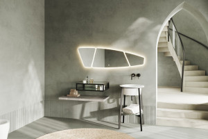 Oglinda cu iluminare LED Savini Due SPR217, buton touch, 150x42 cm - Img 2