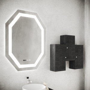 Oglinda cu iluminare LED Savini Due SPR224, octogonala, buton touch, 75x100 cm - Img 1