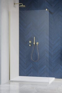 Paravan dus tip Walk-In Radaway Modo New Brushed Gold II, auriu periat, sticla securizata 8 mm