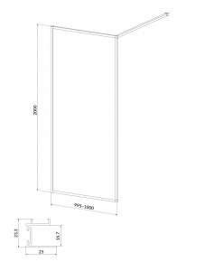 Paravan dus Walk-In Cersanit Larga crom 100xH200 cm, sticla 8 mm - Img 3