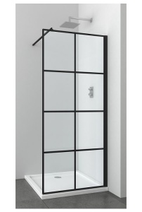 Paravan dus Walk-In Sanotechnik Elite black grid 100 cm - Img 2