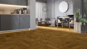 Parchet stratificat Barlinek Classico Line Stejar Honey Chevron 130, 14 mm - Img 2
