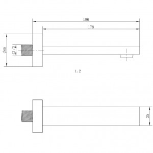 Pipa cada fixa FDESIGN Inula, 196 mm, negru - Img 2