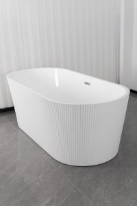 PROMO Cada freestanding acril Reno riflata, 170x75 cm, alb lucios - Img 5