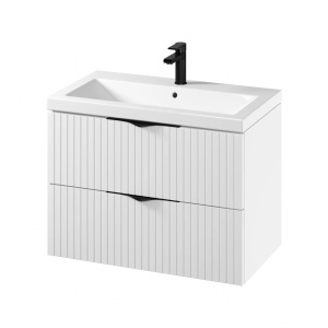 Set C143 Set dulap baie suspendat 2 sertare Cersanit Tirso lavoar inclus, 80 cm, MDF, alb mat