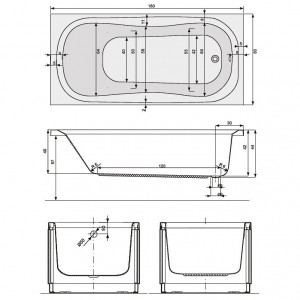 Set cada baie Belform Liria, masca frontala, suport, sifon, acril, 180x80 cm - Img 2