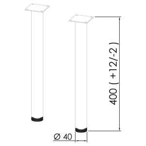 Set de 2 picioare pentru mobilier, Kolpasan, 40 cm, crom - Img 2