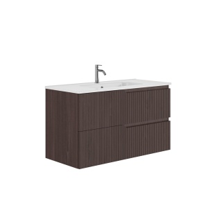 Set mobilier suspendat Gala Canaletto cu lavoar Luc 100 cm, nuc negru