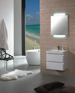 Set mobilier suspendat Kuma Hanna cu lavoar compozit 60 cm, alb - Img 3
