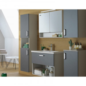 Set mobilier suspendat si lavoar Kolpasan Evelin 65 cm, gri antracit - Img 2