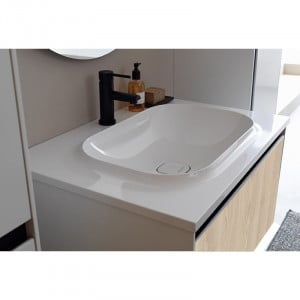 Set mobilier suspendat si lavoar Kolpasan Pandora 110 cm, lemn natur - Img 3