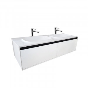 Set mobilier suspendat si lavoar Kolpasan Pandora 150 cm, alb - Img 2