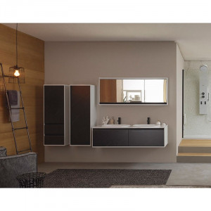 Set mobilier suspendat si lavoar Kolpasan Pandora 150 cm, black stone - Img 2