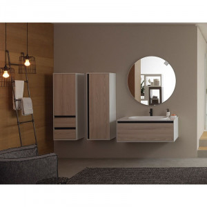 Set mobilier suspendat si lavoar Kolpasan Pandora 75 cm, lemn natur - Img 3