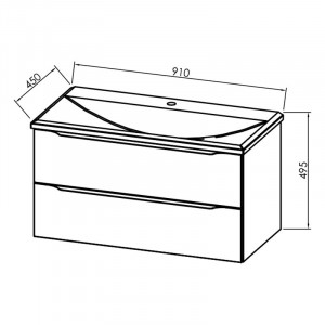 Set mobilier suspendat si lavoar Kolpasan Tara 90 cm, craft wood - Img 3