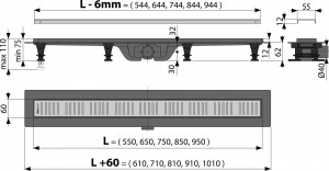 Set rigola pentru dus cu capac Alcadrain APZ10 Simple 55 cm, crom - Img 3