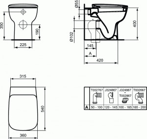 Set vas wc pe pardoseala Ideal Standard Esedra BTW cu capac duroplast - Img 4