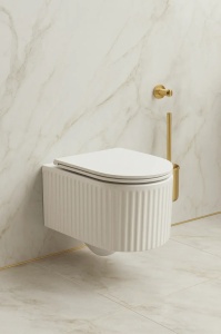 Set vas WC suspendat alb texturat cu capac soft close - Img 6