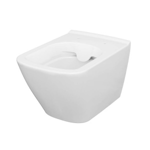 Set vas WC suspendat Cersanit City Pro Square Clean On, capac duroplast, soft close, alb lucios - Img 3