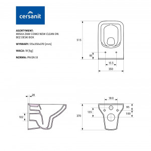 Set vas wc suspendat Cersanit Como 742 Cleanon cu capac slim softclose - Img 3