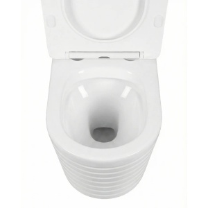 Set vas WC suspendat Rimless alb striat cu capac soft close - Img 2