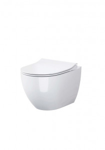 Vas wc suspendat Cersanit Zen B246 Clean On cu capac subtire, inchidere lenta, demontare rapida